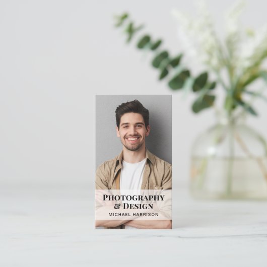 Professionele QR-code Foto zwart Visitekaartje (Staand voorkant)