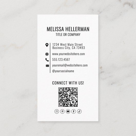 Professionele QR Code Fotobedrijf Logo Verticaal Visitekaartje (Achterkant)