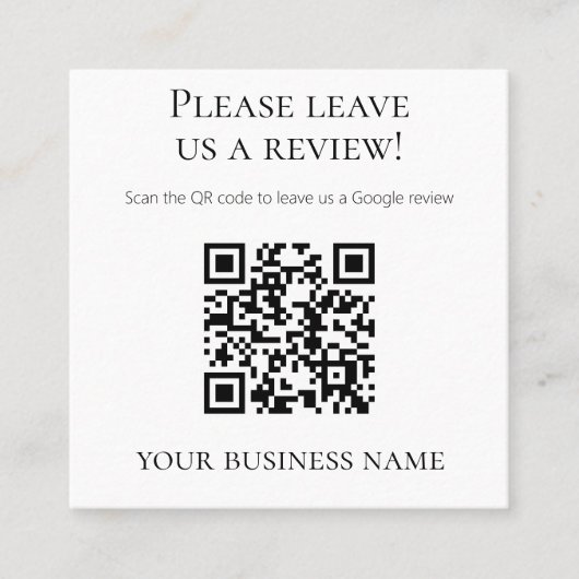 Professionele QR-code Google Review Vierkante Visitekaartje (Voorkant)