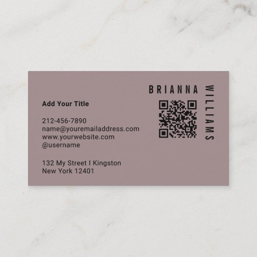 Professionele QR-code Grijs Roze Monogram Minimaal Visitekaartje (Achterkant)