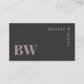 Professionele QR-code Grijs Roze Monogram Minimaal Visitekaartje (Voorkant)