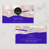 Professionele QR-code Hairdresser Makeup Blue Visitekaartje (Voorkant / Achterkant)