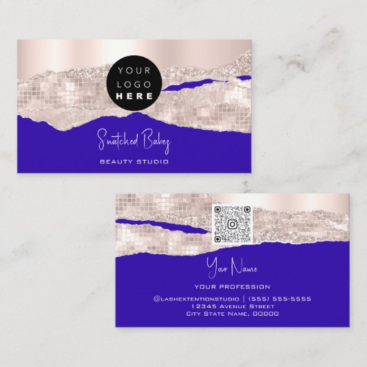 Professionele QR-code Hairdresser Makeup Blue Visitekaartje (Voorkant / Achterkant)