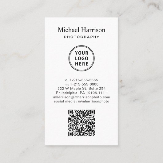 Professionele QR Code Logo Foto Visitekaartje (Achterkant)