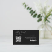Professionele Qr-code Logo Modern Black Minimal Visitekaartje (Staand voorkant)