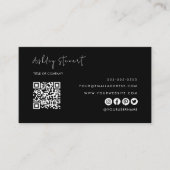 Professionele Qr-code Logo Modern Black Minimal Visitekaartje (Voorkant)