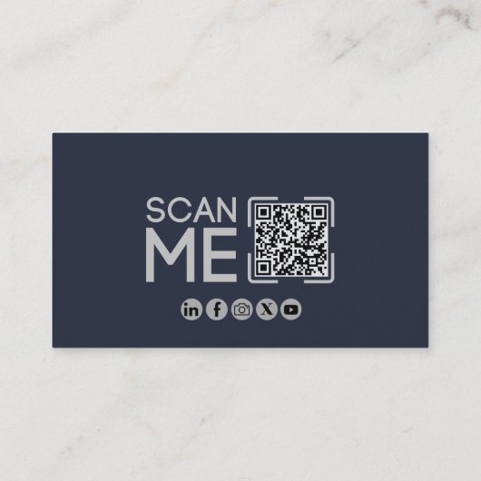 Professionele QR-code, Luchtvaart, Blauw, minimali Visitekaartje (Achterkant)