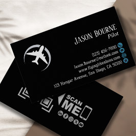 Professionele QR Code Luchtvaart Marine Blauw Mode Visitekaartje