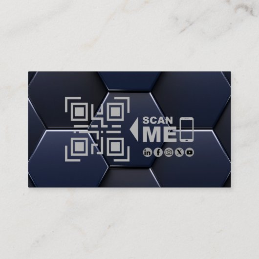 Professionele QR-code, luchtvaart, modern blauw zi Visitekaartje (Achterkant)