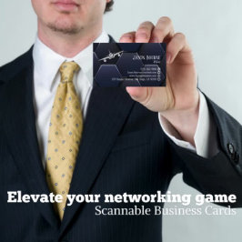 Professionele QR-code, luchtvaart, modern blauw zi Visitekaartje