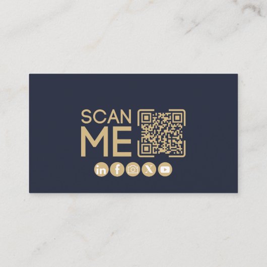 Professionele QR Code Marine Blauw Eenvoudig Visitekaartje (Achterkant)