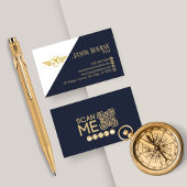 Professionele QR Code Marine Blauw Eenvoudig Visitekaartje