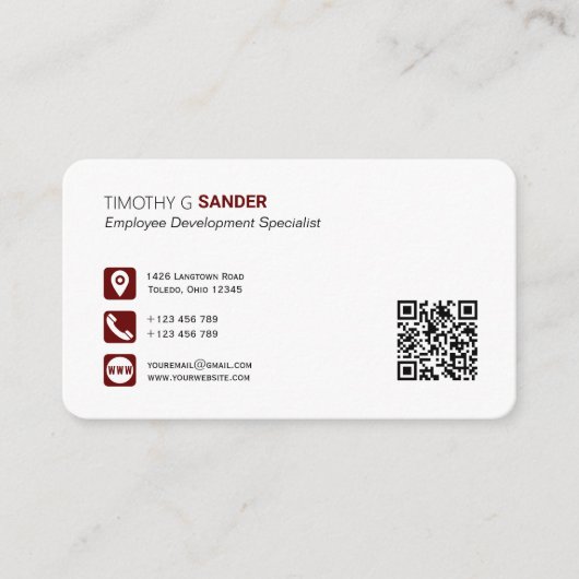 Professionele QR-code met ikoon voor sociale media Visitekaartje (Voorkant)