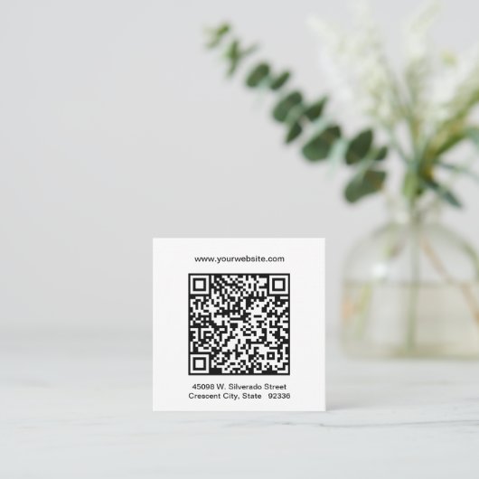 Professionele QR-code minimaal Vierkante Visitekaartje (Staand voorkant)