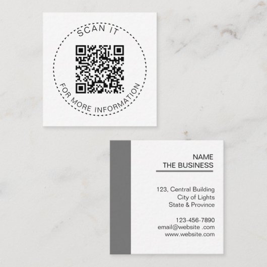 Professionele QR-Code Minimale Scannable Bevorderi Vierkante Visitekaartje (Voorkant / Achterkant)