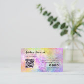 Professionele QR Code Modern Holo Opal Stijlvolle Visitekaartje (Staand voorkant)