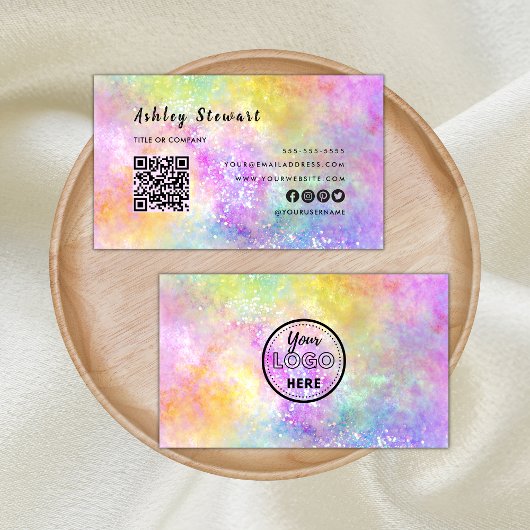 Professionele QR Code Modern Holo Opal Stijlvolle Visitekaartje