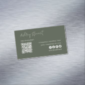 Professionele Qr-code Modern Minimal Green Magnetisch Visitekaartje (Voorbeeld)
