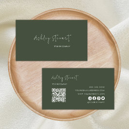 Professionele Qr-code Modern Minimal Green Visitekaartje