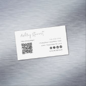 Professionele Qr-code Modern Minimal White Magnetisch Visitekaartje (Voorbeeld)