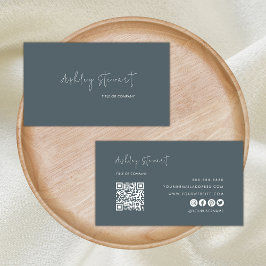 Professionele Qr-code Modern Minimalist Navy Visitekaartje