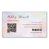 Professionele QR Code Modern Roze Opaal Stijlvol Magnetisch Visitekaartje (Voorkant)