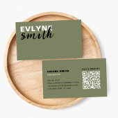 Professionele QR-Code Modern Sage Groen Script Visitekaartje