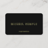 Professionele QR Code Monogram Elegant Zwart & Gou Visitekaartje (Voorkant)