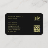 Professionele QR Code Monogram Elegant Zwart & Gou Visitekaartje (Achterkant)