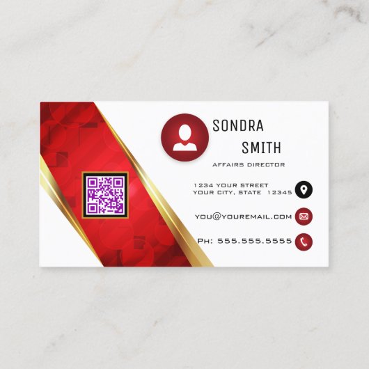 Professionele QR-code Rood en zwart Visitekaartje (Achterkant)