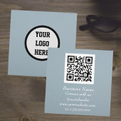 Professionele QR-code scannable Dusty Blue Modern Vierkante Visitekaartje