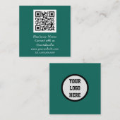 Professionele QR-code scannable Emerald Green Vierkante Visitekaartje (Voorkant / Achterkant)