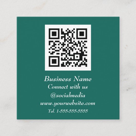 Professionele QR-code scannable Emerald Green Vierkante Visitekaartje (Voorkant)