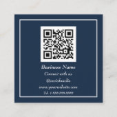 Professionele QR Code Scannable Marine Blauw Vierkante Visitekaartje (Voorkant)