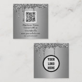 Professionele QR-code scannable Silver Glitter Dri Vierkante Visitekaartje (Voorkant / Achterkant)
