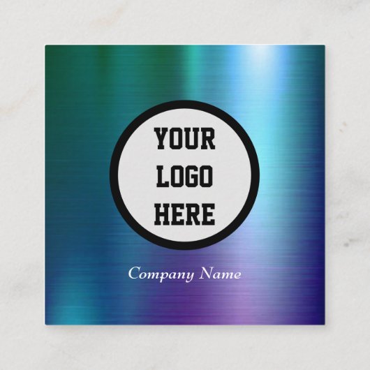 Professionele QR-code schaalbaar blauw metaal Vierkante Visitekaartje (Achterkant)