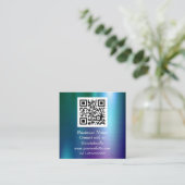 Professionele QR-code schaalbaar blauw metaal Vierkante Visitekaartje (Staand voorkant)