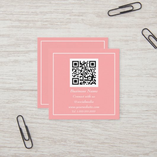 Professionele QR-code schaalbaar Oranje modern Vierkante Visitekaartje (Voorkant / Achterkant in situ)