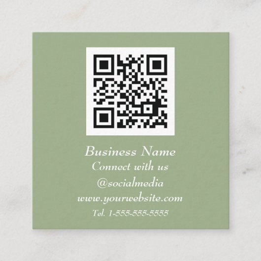 Professionele QR-code schaalbare pagina Groene mod Vierkante Visitekaartje (Voorkant)