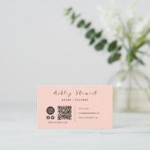 Professionele Qr-code Sociale media Blush roze Visitekaartje (Staand voorkant)