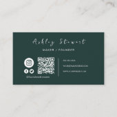 Professionele Qr-code Sociale media donkergroen Visitekaartje (Voorkant)