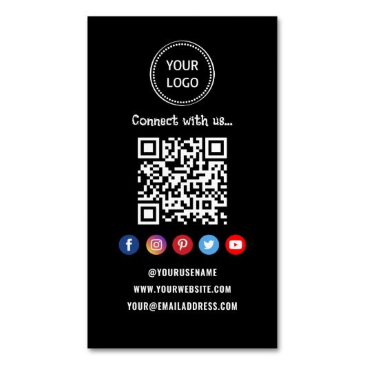 Professionele Qr Code Sociale media Maak contact m Magnetisch Visitekaartje (Voorkant Verticaal)