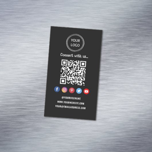 Professionele Qr Code Sociale media Maak contact m Magnetisch Visitekaartje (Voorbeeld)