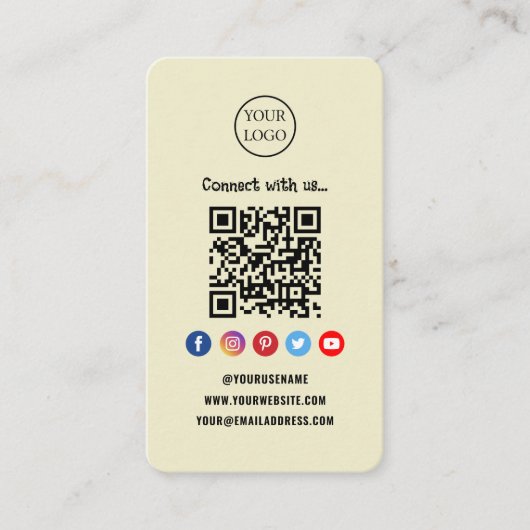 Professionele Qr Code Sociale media Maak contact m Visitekaartje (Voorkant)