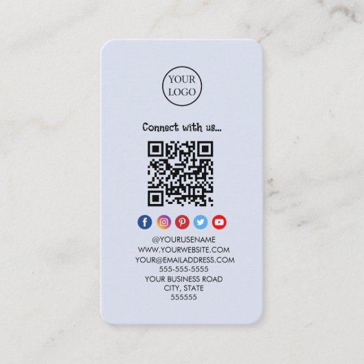 Professionele Qr Code Sociale media Maak contact m Visitekaartje (Voorkant)