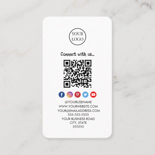 Professionele Qr Code Sociale media Maak contact m Visitekaartje (Voorkant)
