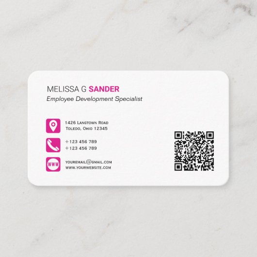 Professionele QR-code sociale media roze roze bedr Visitekaartje (Voorkant)