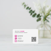 Professionele QR-code sociale media roze roze bedr Visitekaartje (Staand voorkant)