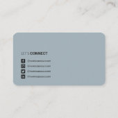 Professionele QR-code sociale media stoffige blauw Visitekaartje (Achterkant)