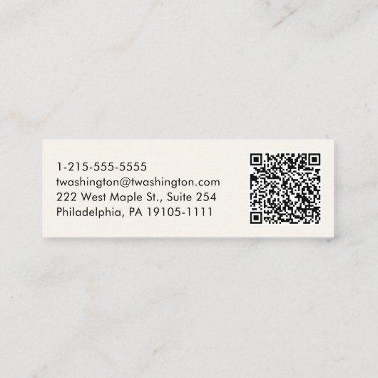 Professionele QR-code Stijlvol script Mini Visitekaartje (Achterkant)